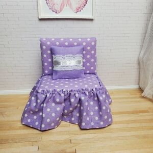 Purple Polka Dot Doll Chair Miniature Dollhouse 1:12 Scale